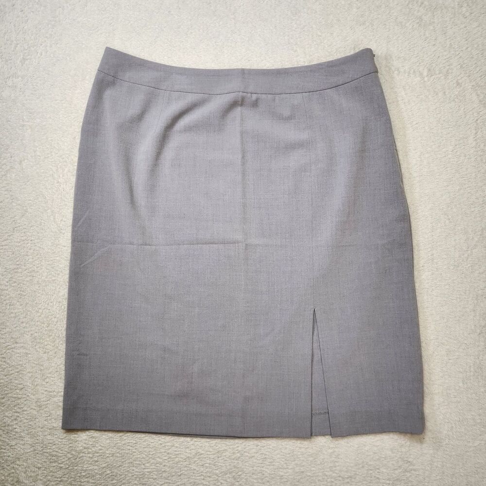 Merona Women's size 14 Gray Pencil Skirt Zip Closure Front Slit Officewear